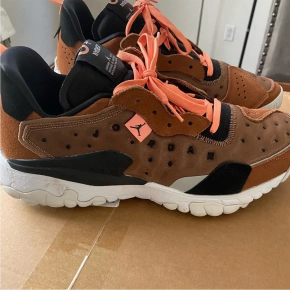 Jordan Men’s Brown and Coral Athletic Sneakers - Picture 2 of 7